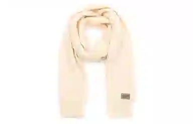 肯默 皮标纯色针织围巾 毛线围脖 秋冬保暖加厚 情侣款