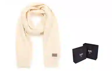 肯默 皮标纯色针织围巾 毛线围脖 秋冬保暖加厚 情侣款