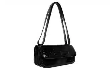 Balenciaga BB Croc Embossed Shoulder Bag Black