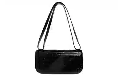 Balenciaga BB Croc Embossed Shoulder Bag Black