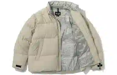 New Era Logo Zip Puffer Jacket Khaki