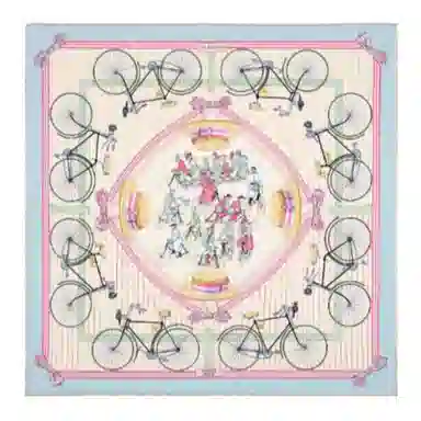 Hermes Bicycle Silk Scarf Thick Light Blue