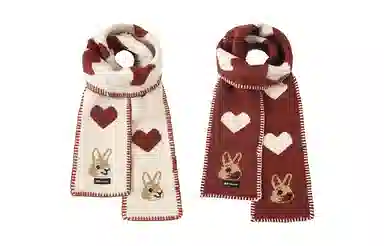 白卷 爱心兔子 绒线围巾 男女同款情侣款