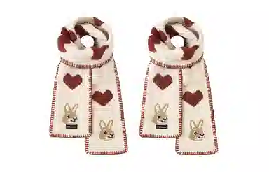 白卷 爱心兔子 绒线围巾 男女同款情侣款