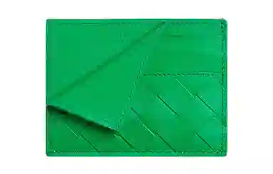 Bottega Veneta Intrecciato Parakeet Green Card Holder