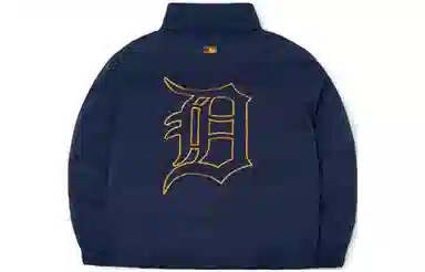 MLB Logo High Neck Puffer Jacket Navy