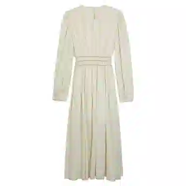 法儿家 纯色圆领皱褶长袖连衣裙 女款