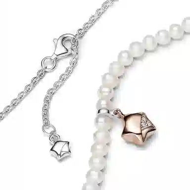 Pandora Star Pearl Necklace Rose Gold