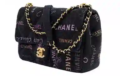 CHANEL Classic Flap CF Denim Black Gold