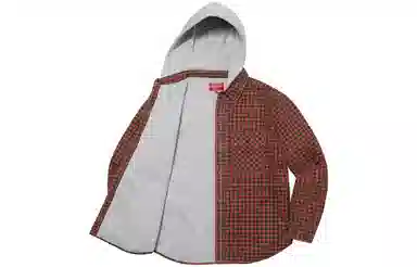 Supreme FW22 Week 10 Houndstooth Flannel Hooded Shirt