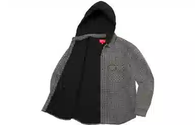 Supreme FW22 Week 10 Houndstooth Flannel Hooded Shirt