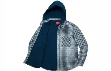 Supreme FW22 Week 10 Houndstooth Flannel Hooded Shirt