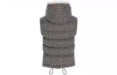 Balmain FW22 Logo Print Zip Hoodie Vest Black