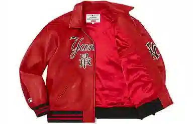 Supreme x New York Yankees Kanji Leather Varsity Jacket