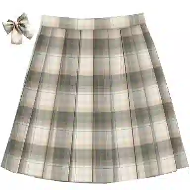 兔半眠 格纹短款百褶制服裙装制服 女款 浅绿色