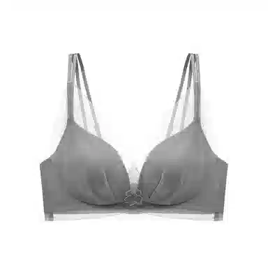 花蔓色 纯色网纱薄款内衣聚拢防下垂美背文胸