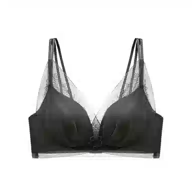 花蔓色 纯色网纱薄款内衣聚拢防下垂美背文胸