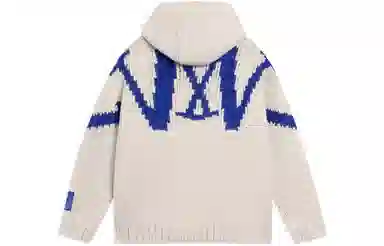 中国李宁 纯色字母编织连帽宽松套头长袖针织衫 女款 燕麦灰