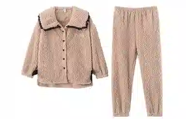 小情歌 珊瑚绒睡衣 冬季 加绒加厚保暖御寒家居服 女款  杏色