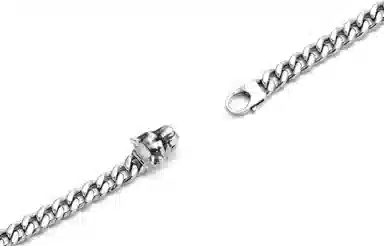 IDEAGEMER Silver Wolf Head Cuban Bracelet