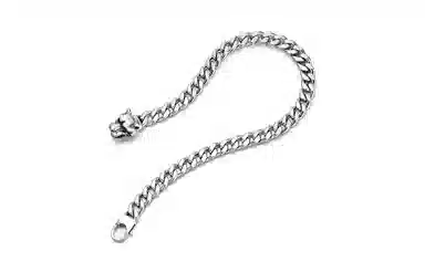 IDEAGEMER Silver Wolf Head Cuban Bracelet