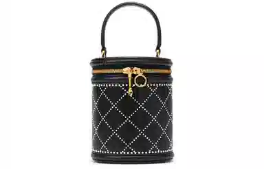 Charles & Keith Quilted Chain Bucket Bag Black/Light Purple