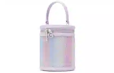 Charles & Keith Quilted Chain Bucket Bag Black/Light Purple