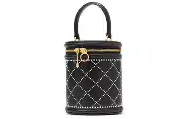 Charles & Keith Quilted Chain Bucket Bag Black/Light Purple