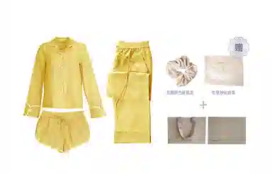 桑罗 新款秋冬桑蚕丝丝棉睡衣三件套装外穿家居服 宅家家居服 美拉德风格家居服睡衣