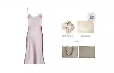 桑罗  弹力真丝桑蚕丝睡裙法式蕾丝吊带裙可外穿随心肩带睡衣 家居连衣裙  女款