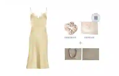 桑罗  弹力真丝桑蚕丝睡裙法式蕾丝吊带裙可外穿随心肩带睡衣 家居连衣裙  女款