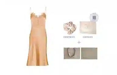 桑罗  弹力真丝桑蚕丝睡裙法式蕾丝吊带裙可外穿随心肩带睡衣 家居连衣裙  女款