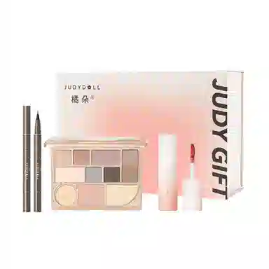 橘朵 十色彩妆综合眼影盘+小奶泥哑光唇泥+眼线液笔礼盒 眼部修饰