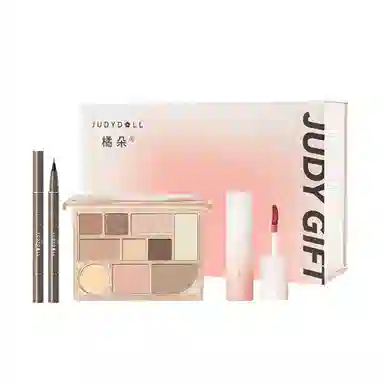 橘朵 十色彩妆综合眼影盘+小奶泥哑光唇泥+眼线液笔礼盒 眼部修饰