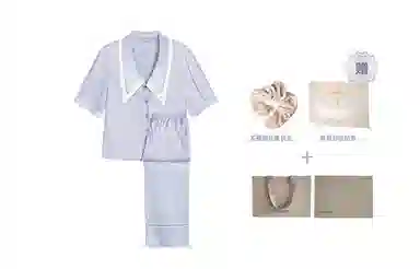 桑罗  真丝睡衣套装轻法式双层大尖领纯色青春活力学院风 家居套装 女款