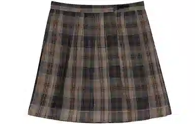 东鲸岁时记 格纹褶皱高腰短款高腰半身裙 女款