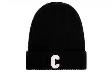 CELINE Ribbed Logo Beanie Black