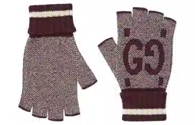 Gucci GG Fingerless Gloves Brown Ivory