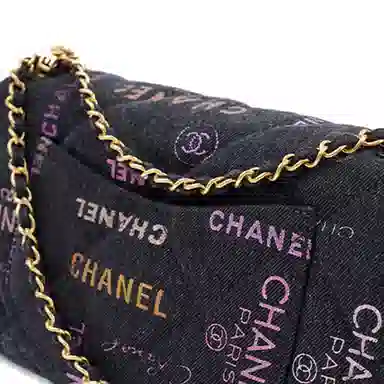 CHANEL Classic Flap CF Denim Black Gold