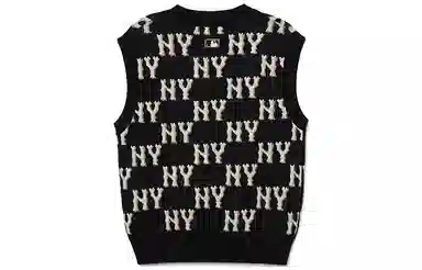 MLB New York Yankees Retro Letter Knit Vest Black