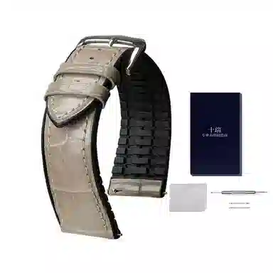 十瑞鳄鱼皮手表带橡胶表带男适用于江诗丹顿百达翡丽伯爵宝珀手表带万国浪琴积家欧米茄手表男女蝴蝶扣款