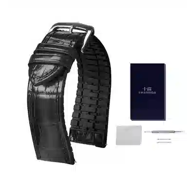 十瑞鳄鱼皮手表带橡胶表带男适用于江诗丹顿百达翡丽伯爵宝珀手表带万国浪琴积家欧米茄手表男女蝴蝶扣款