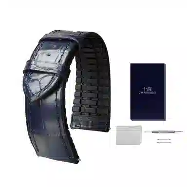 十瑞鳄鱼皮手表带橡胶表带男适用于江诗丹顿百达翡丽伯爵宝珀手表带万国浪琴积家欧米茄手表男女蝴蝶扣款