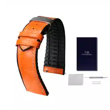 十瑞鳄鱼皮手表带橡胶表带男适用于江诗丹顿百达翡丽伯爵宝珀手表带万国浪琴积家欧米茄手表男女蝴蝶扣款