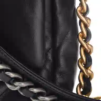 CHANEL 19 Bag Small Black Lambskin Double Chain