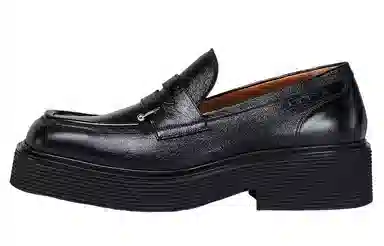 MARNI Leather Platform Loafers Black