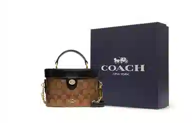COACH Kay 20 Box Bag Small Black Brown Logo
