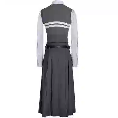 兔半眠 学院风马甲衬衫半身裙制服套装 女装 灰色