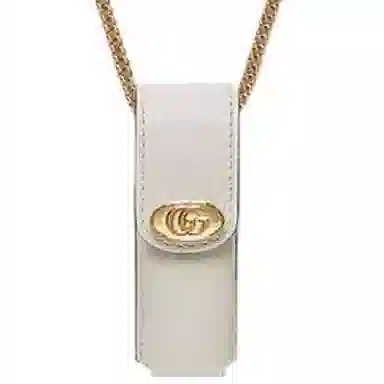 Gucci Enamel Double G Lipstick Bag White