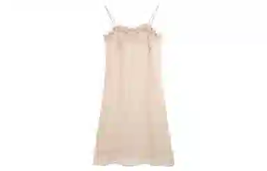 小镇姗姗  纯色吊带中长款连衣裙